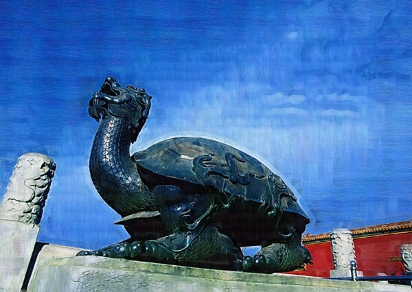 油画抽象乌龟图片