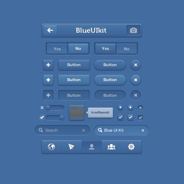 蓝色状态栏按钮复选框素材下载psd
