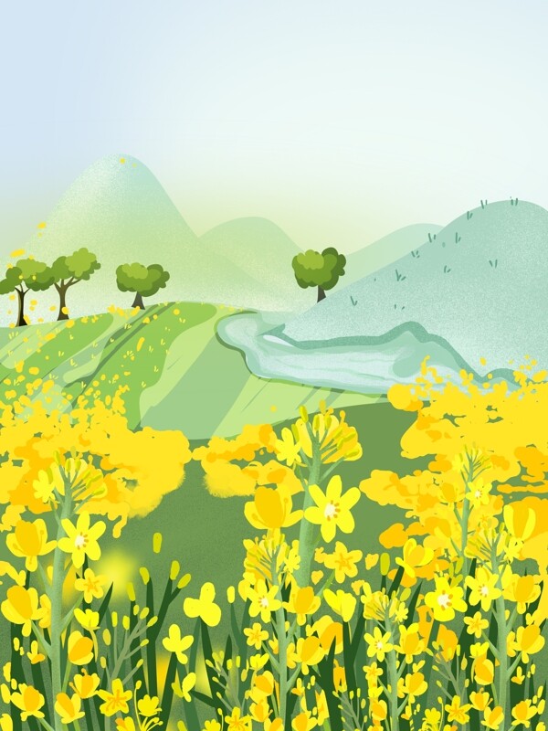 黄色油菜花田园风景