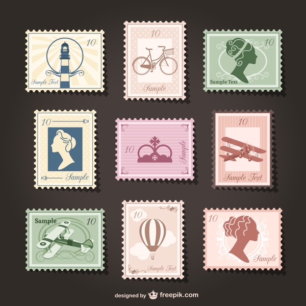 复古邮票设计矢量素材