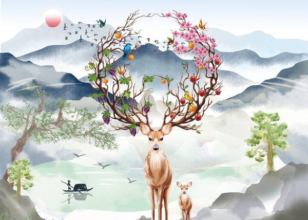 新中式背景墻