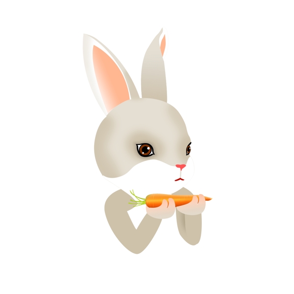 矢量吃萝卜的小兔子