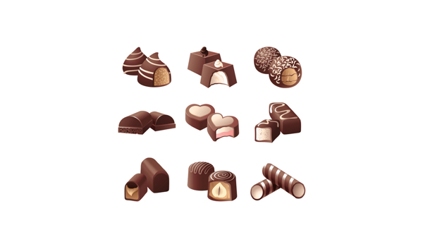 巧克力糖果矢量图标集