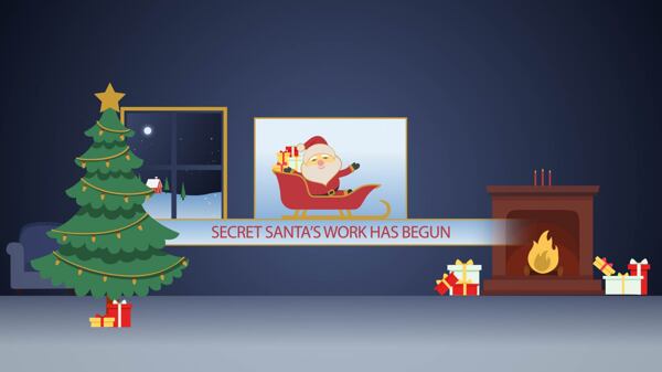 模拟视差效果的卡通风格圣诞节开场小动画