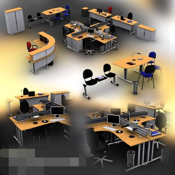 3d渲染办公室模型下载