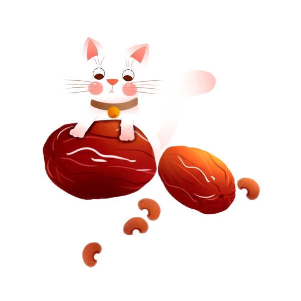 可爱猫咪红枣卡通透明素材