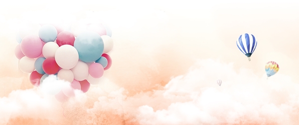 云朵氣球小清新banner海報背景