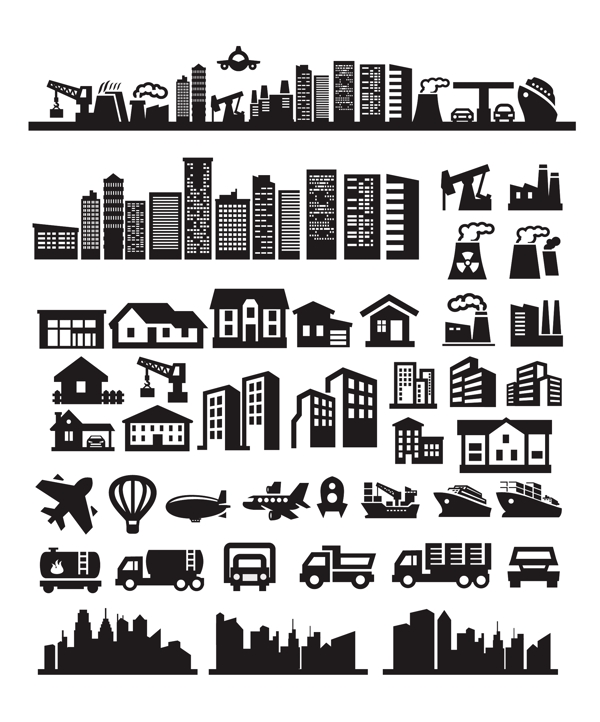 黑白城市设计简图图片