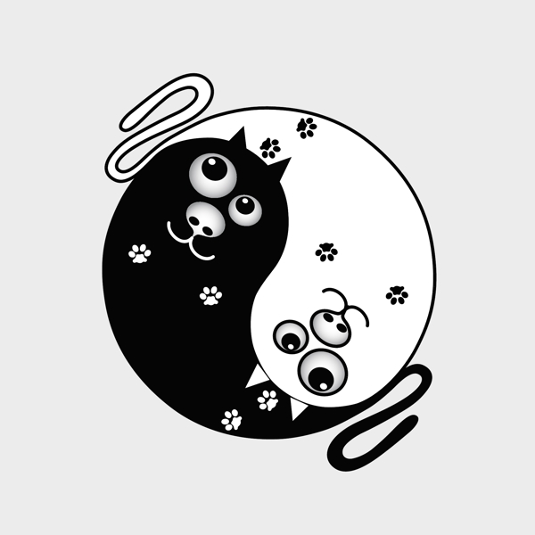印花矢量圖可愛(ài)卡通卡通動(dòng)物貓幾何免費(fèi)素材