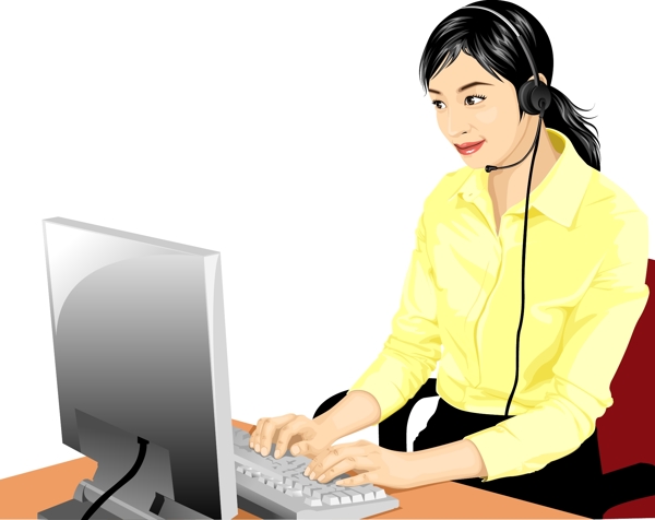 韩国客服美女矢量AI源码153
