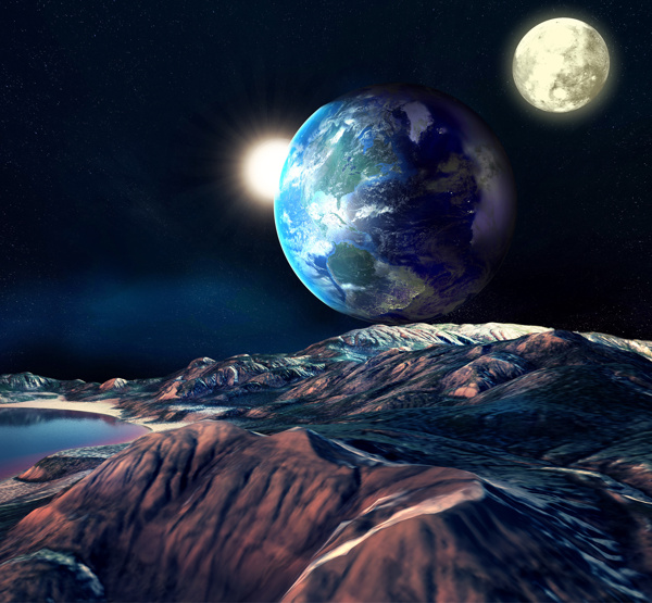 星球表面与地球月球图片