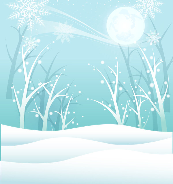 冬季雪景移门彩绘图案