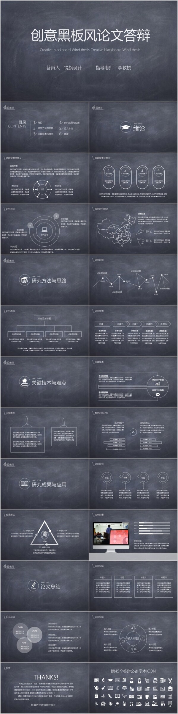 創(chuàng)意黑板風(fēng)論文答辯PPT模板