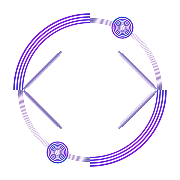 科技边框蓝色紫色渐变几何边框元素分图层