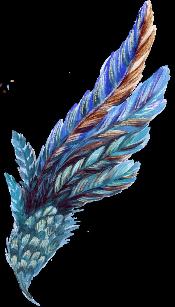 彩蓝色羽毛图案PNG元素