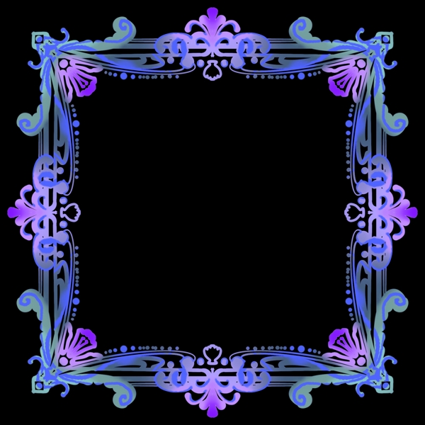 欧式风格边框花纹精美蓝紫色系免扣