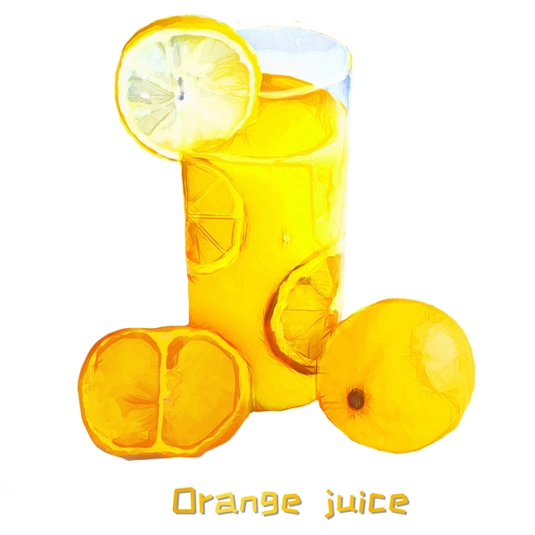 手绘清凉橘子汁原创商用元素