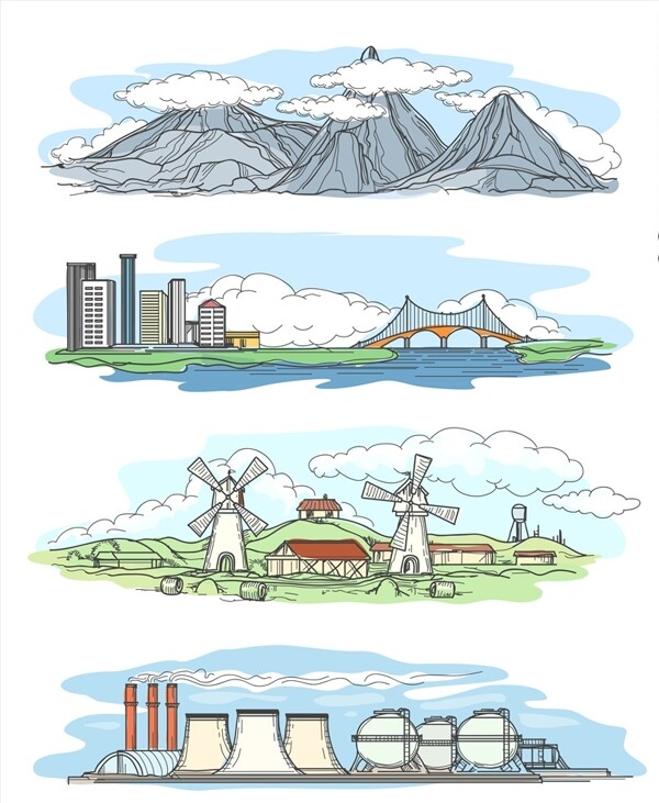 工业污染插画