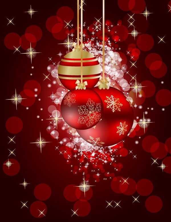 红色圣诞彩球图片