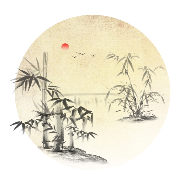 黑色優(yōu)美古風水墨竹商用