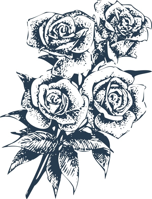 印花矢量图优雅植物玫瑰花毛衫印花优雅植物免费素材