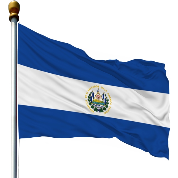 带旗杆的萨尔瓦多国旗