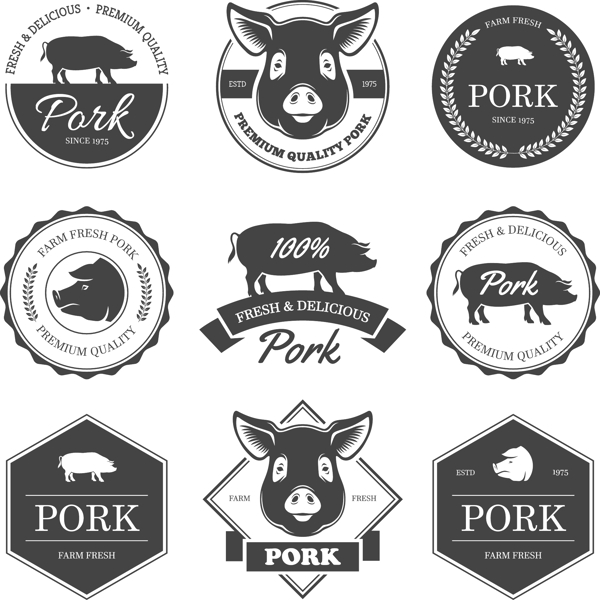 猪肉标签元素图片