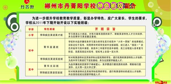 丹菁陽(yáng)特色班簡(jiǎn)介圖片