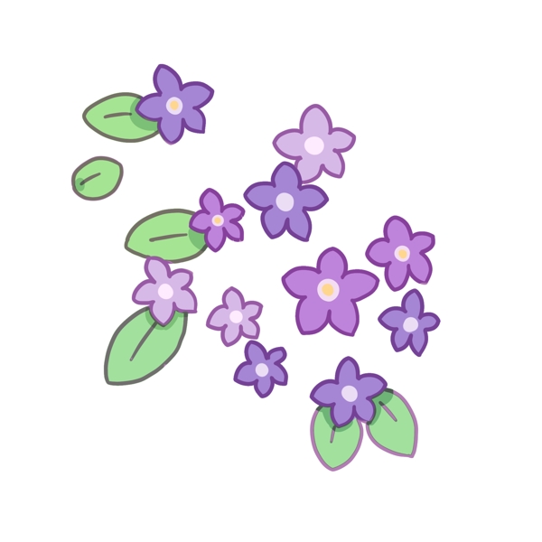 紫色的春天小花插画