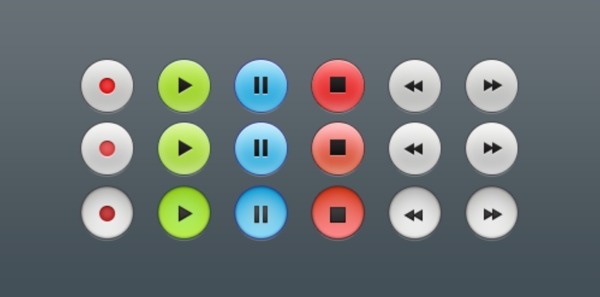 彩色圆形视频音乐播放按钮图标