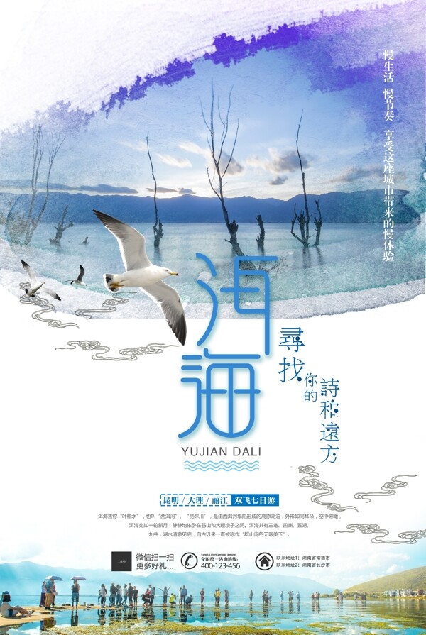 淡雅中国风洱海旅游海报