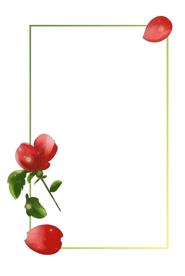 红色玫瑰花瓣边框手绘边框