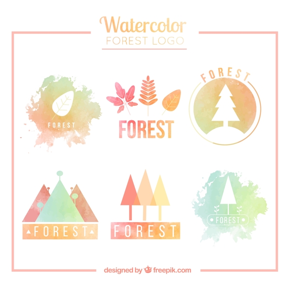 水彩绘森林标志