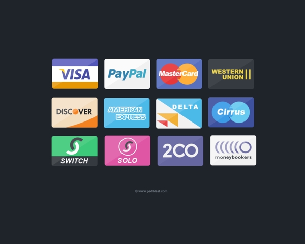 平坦的信用卡支付图标集
