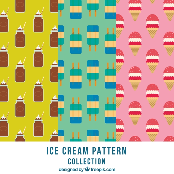 彩色冰淇淋雪糕装饰图案平面设计素材