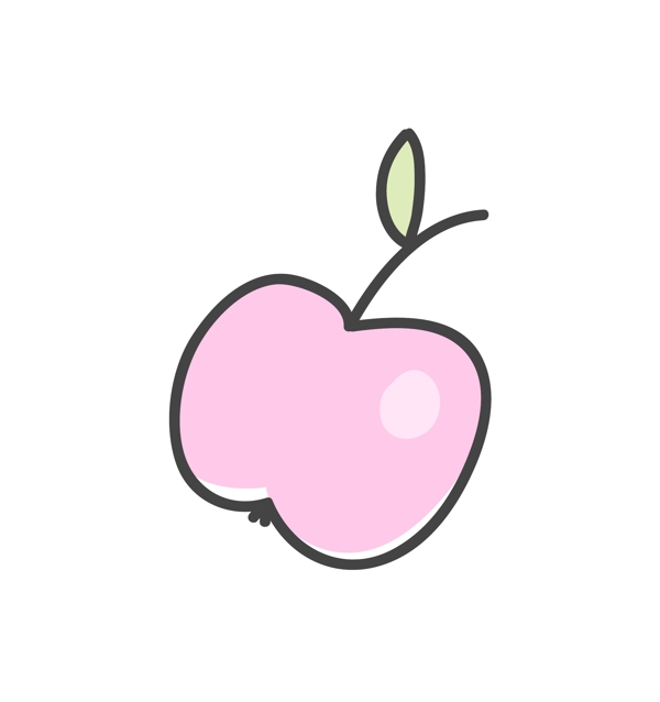手绘一个粉红色苹果矢量素材
