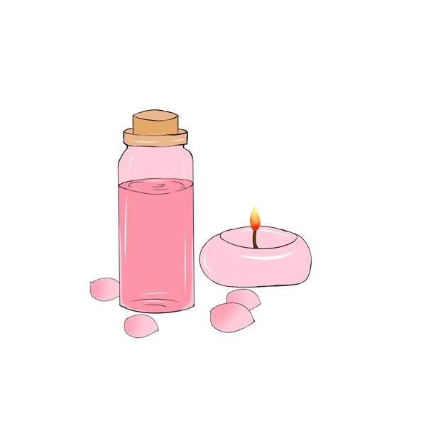 手绘粉色香水插画