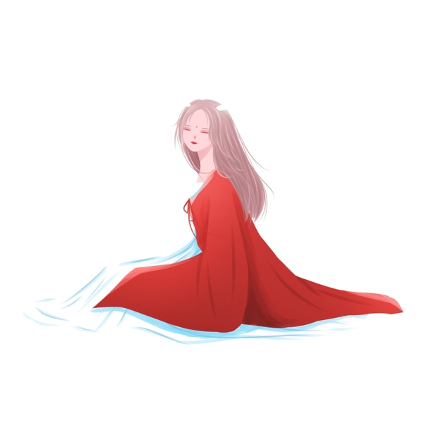 唯美古風美女人物插畫素材