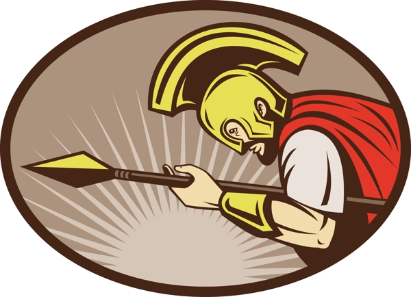 罗马士兵或角斗士进攻的矛
