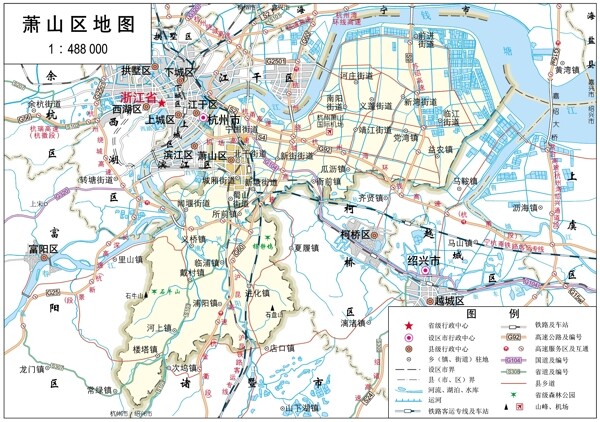 浙江杭州市萧山区标准地图32K