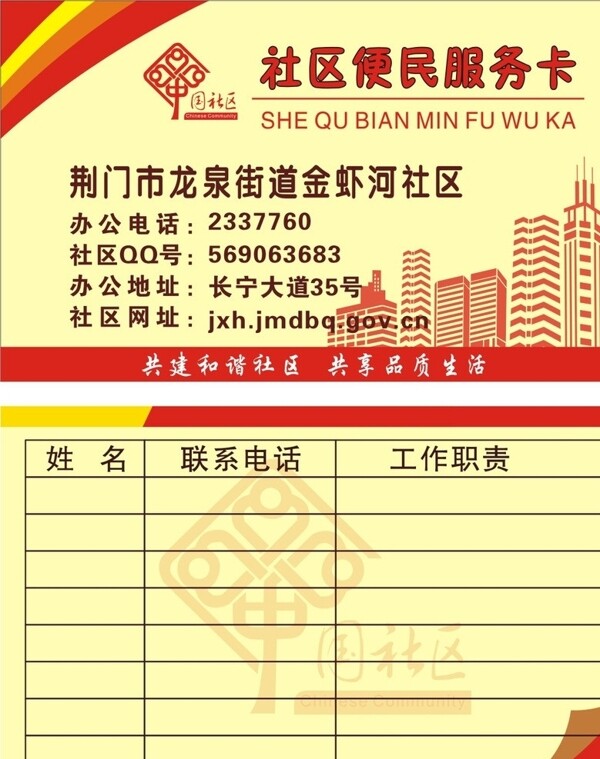 社區(qū)便民服務(wù)卡圖片