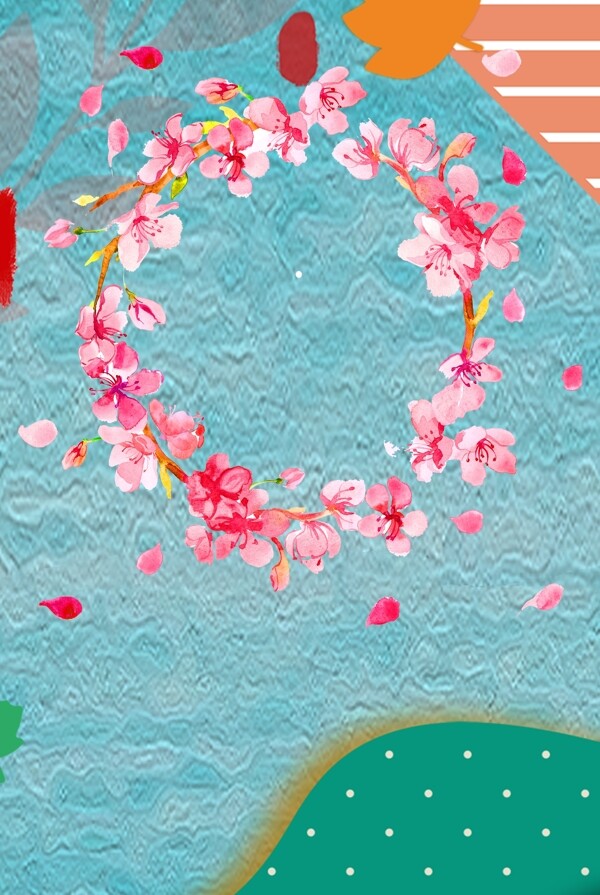 花環(huán)淡綠清新背景圖