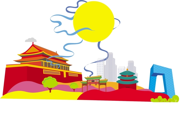 北京建筑中秋圆月天安门中秋节商用原创元素