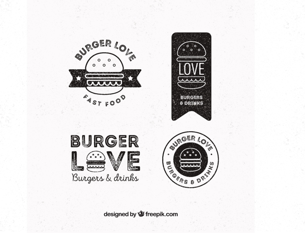 包装四个汉堡标志复古风格