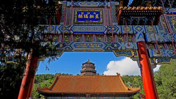 藍天白云下的頤和園風(fēng)景