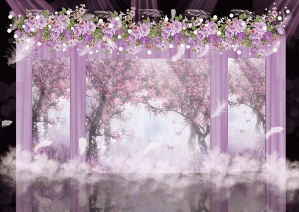 浅紫色梦幻婚礼甜品区