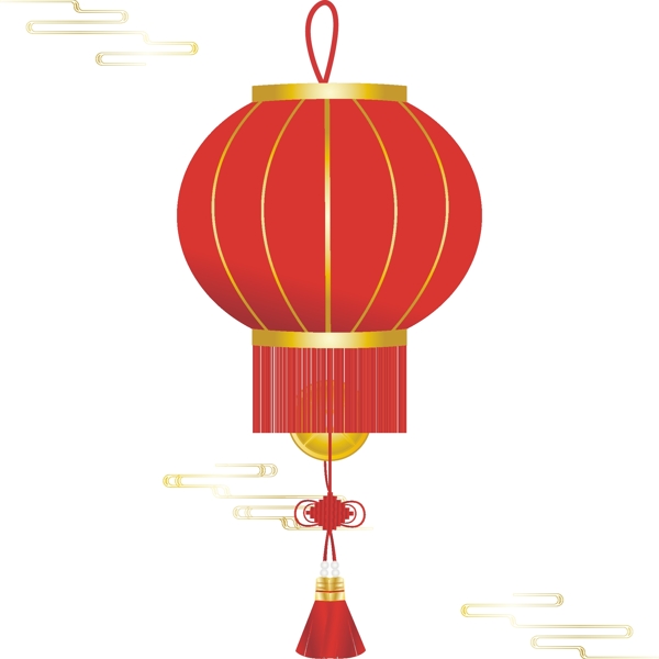 手绘中国风简约喜庆节日灯笼中国结装饰元素