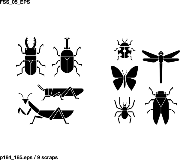 可爱昆虫剪影图标
