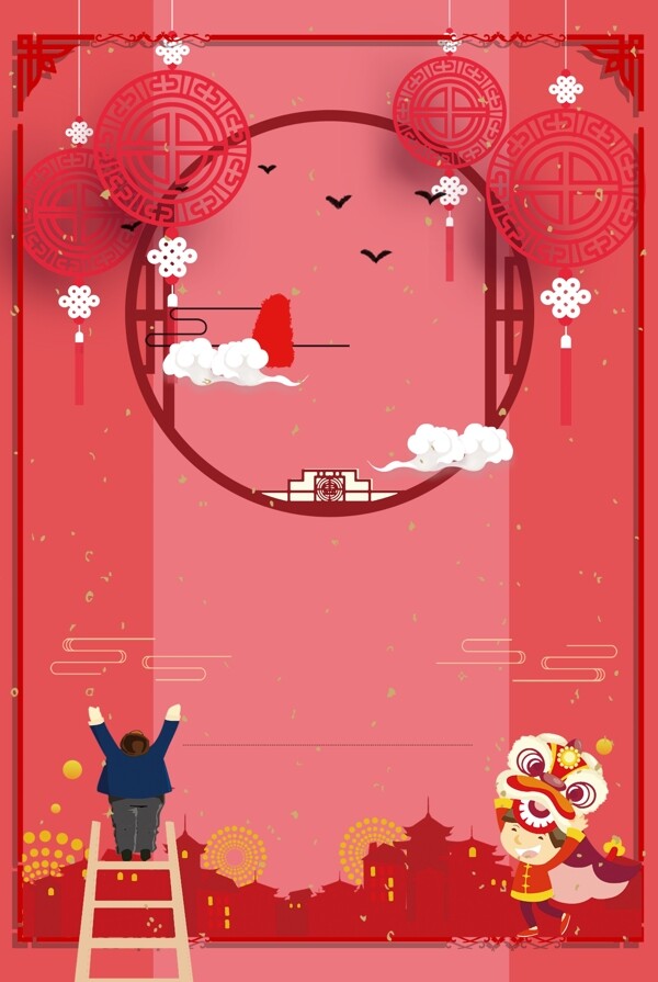 微立体红色猪年新年广告背景图