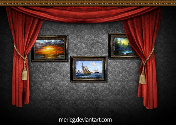 奢侈品油画框舞台效果图片